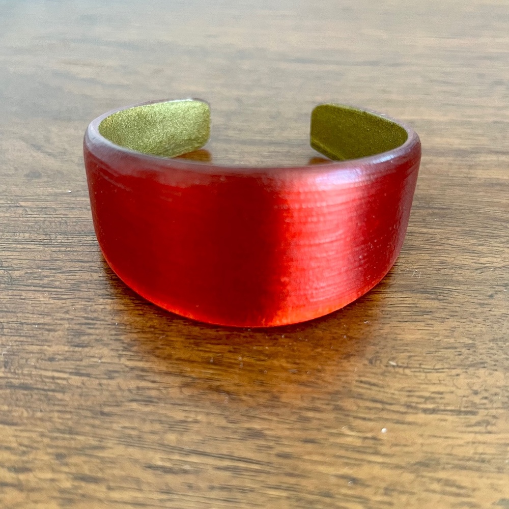 Alexis Bittar red lucite tapered cuff bracelet